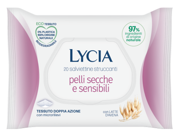 LYCIA SALVIETTINE STRUCCANTI PELLI SECCHE E SENSIBILI 20 PEZZI - farmasconti.eu