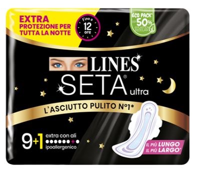 LINES SETA ULTRA ASSORBENTI EXTRA NOTTE CARRY PACK PACCO SINGOLO 9+1 PEZZI - farmasconti.eu