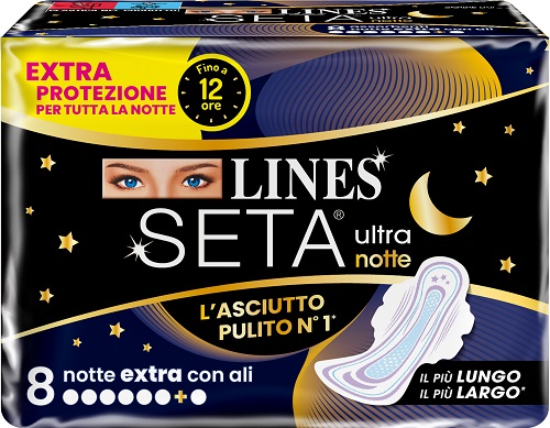 LINES SETA ULTRA ASSORBENTI NOTTE 8 PEZZI - farmasconti.eu