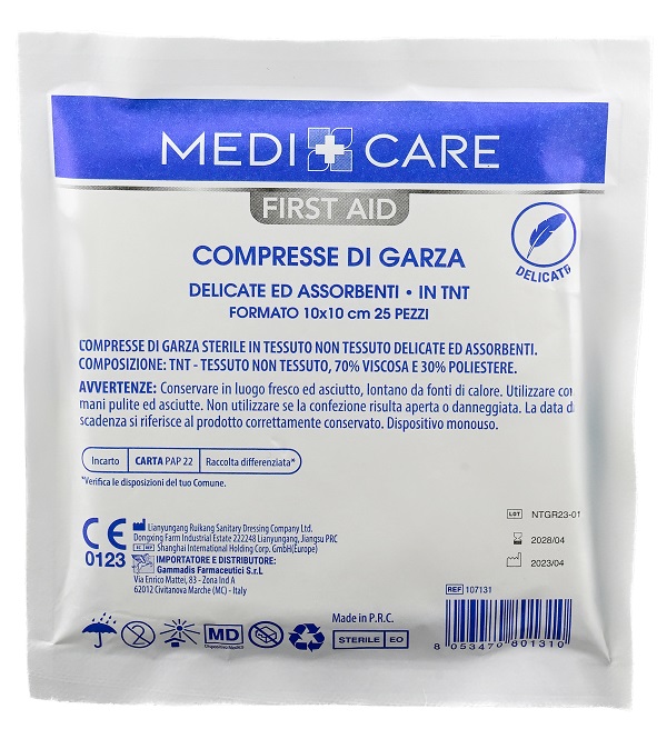 GARZA MEDICARE COTONE 10X10 CM 25 PEZZI - farmasconti.eu