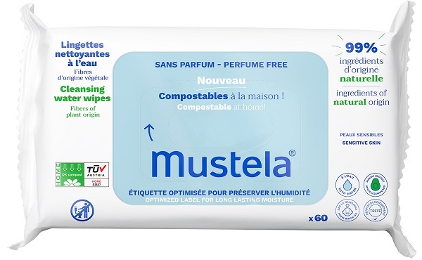 MUSTELA SALVIETTE ACQUA COMPOSTABILI SENZA PROFUMO 60 PEZZI - farmasconti.eu