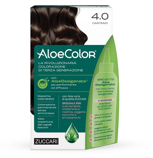ALOECOLOR 4,0 CASTANO TINTA PERMANENTE CAPELLI COLORE AD ALTA PIGMENTAZIONE 50 ML + RIVELATORE ALOEOSSIGENATA 75 ML + SHAMPOO ALOECARE 15 ML + GUANTI - farmasconti.eu