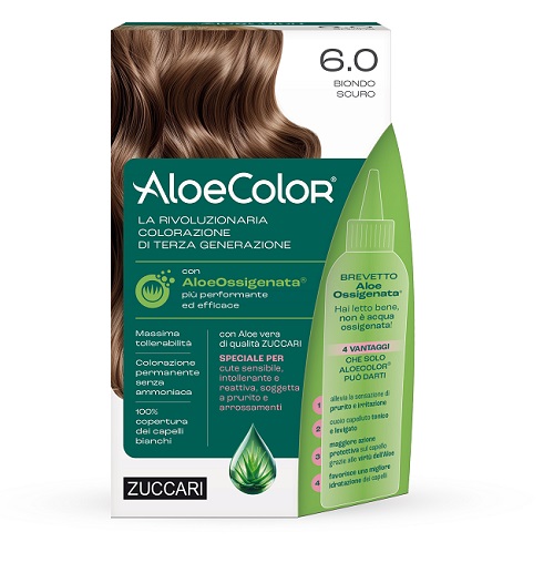 ALOECOLOR 6,0 BIONDO SCURO TINTA PERMANENTE CAPELLI COLORE AD ALTA PIGMENTAZIONE 50 ML + RIVELATORE ALOEOSSIGENATA 75 ML + SHAMPOO ALOECARE 15 ML + GUANTI - farmasconti.eu